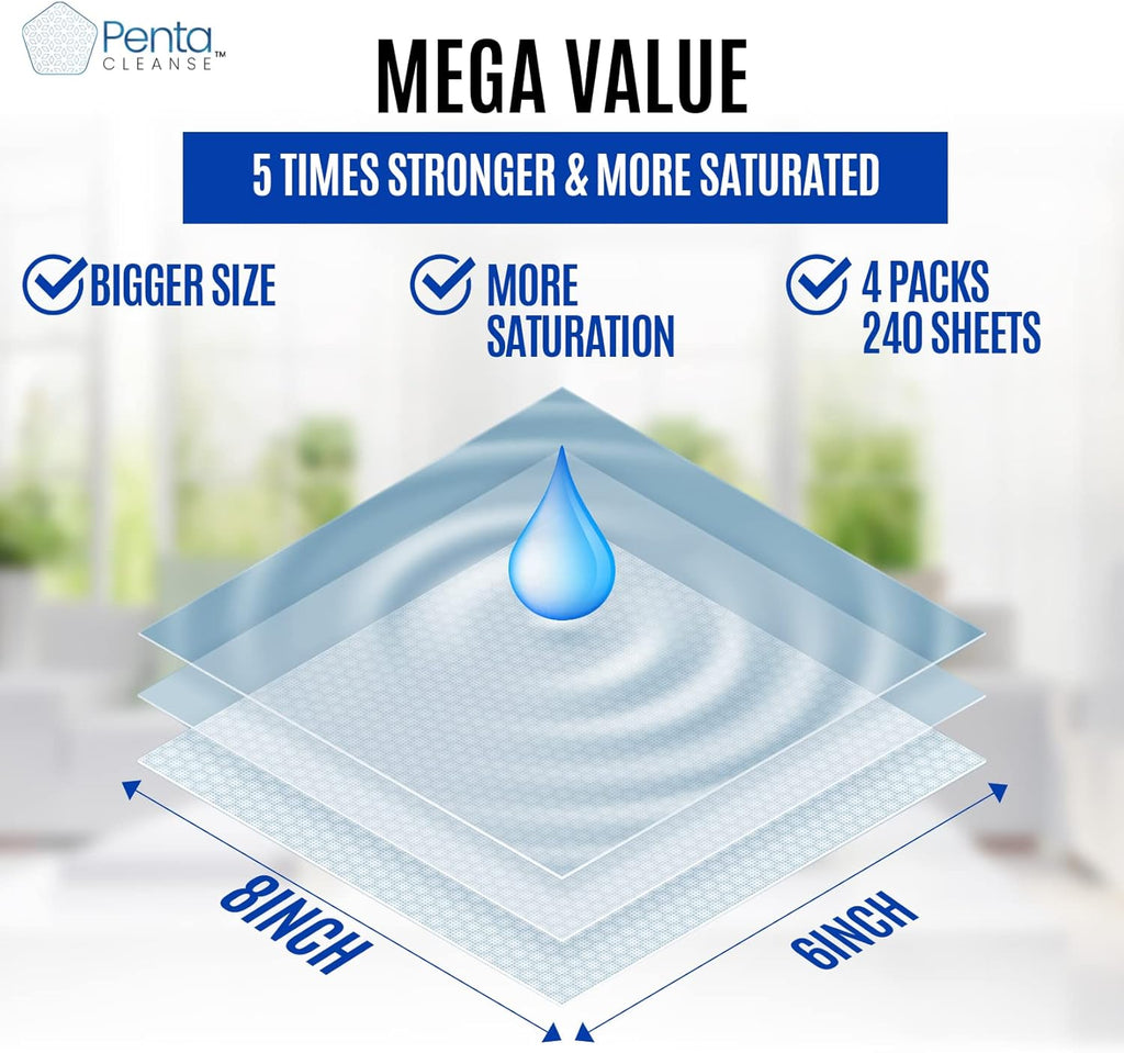 PentaCleanse Advanced Sanitizing 75% Alcohol Hand Wipes: 60 Wipes Per Pack | 4 Pack (240 Wipes Total)