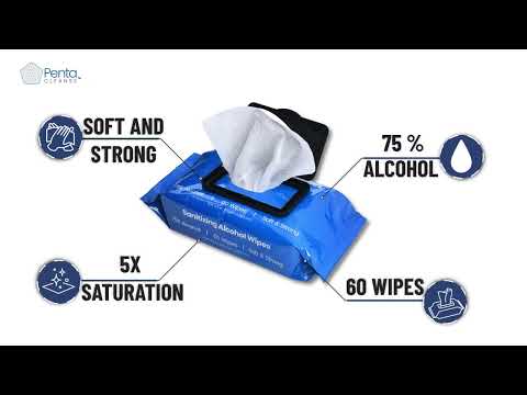 PentaCleanse Advanced Sanitizing 75% Alcohol Hand Wipes: 60 Wipes Per Pack | 4 Pack (240 Wipes Total)